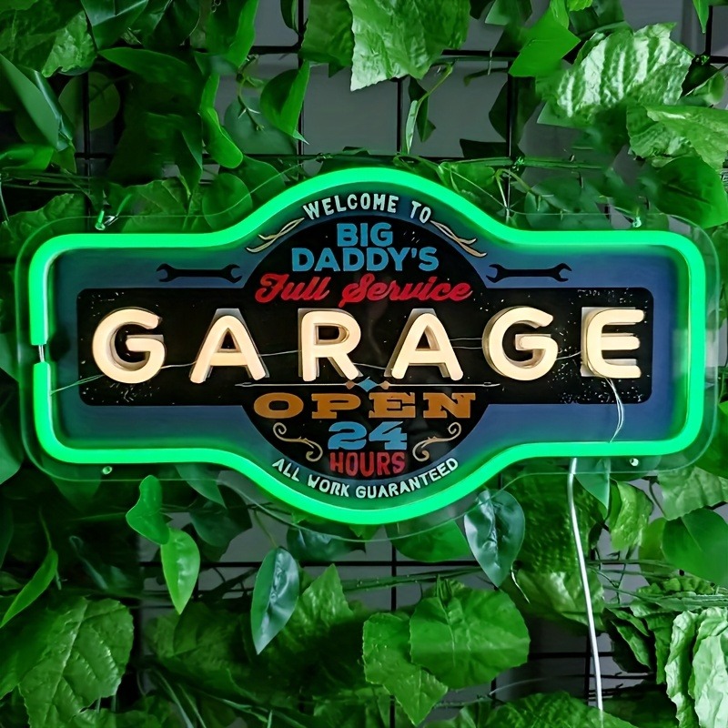 Retro garagem led sinal de néo - Smart Home Poster avaliação e preço