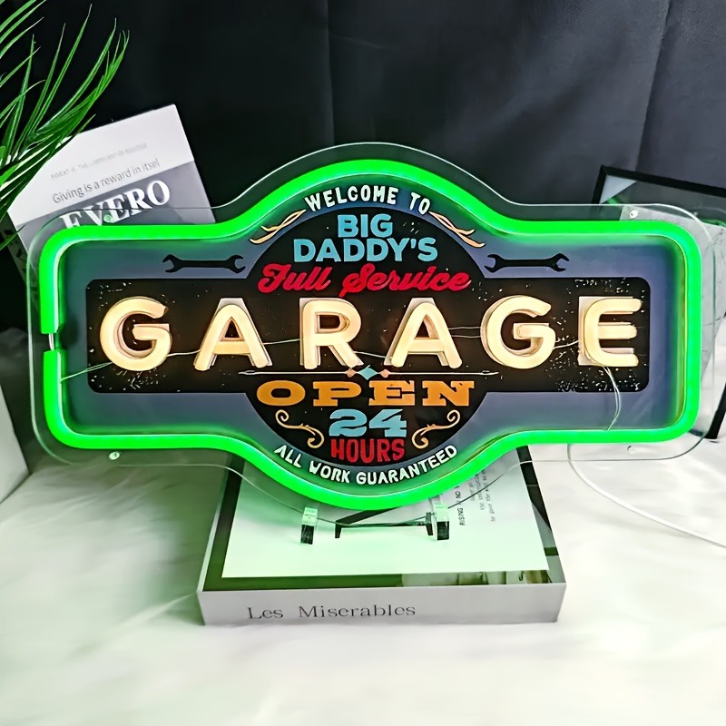 Retro garagem led sinal de néo - Smart Home Poster avaliação e preço
