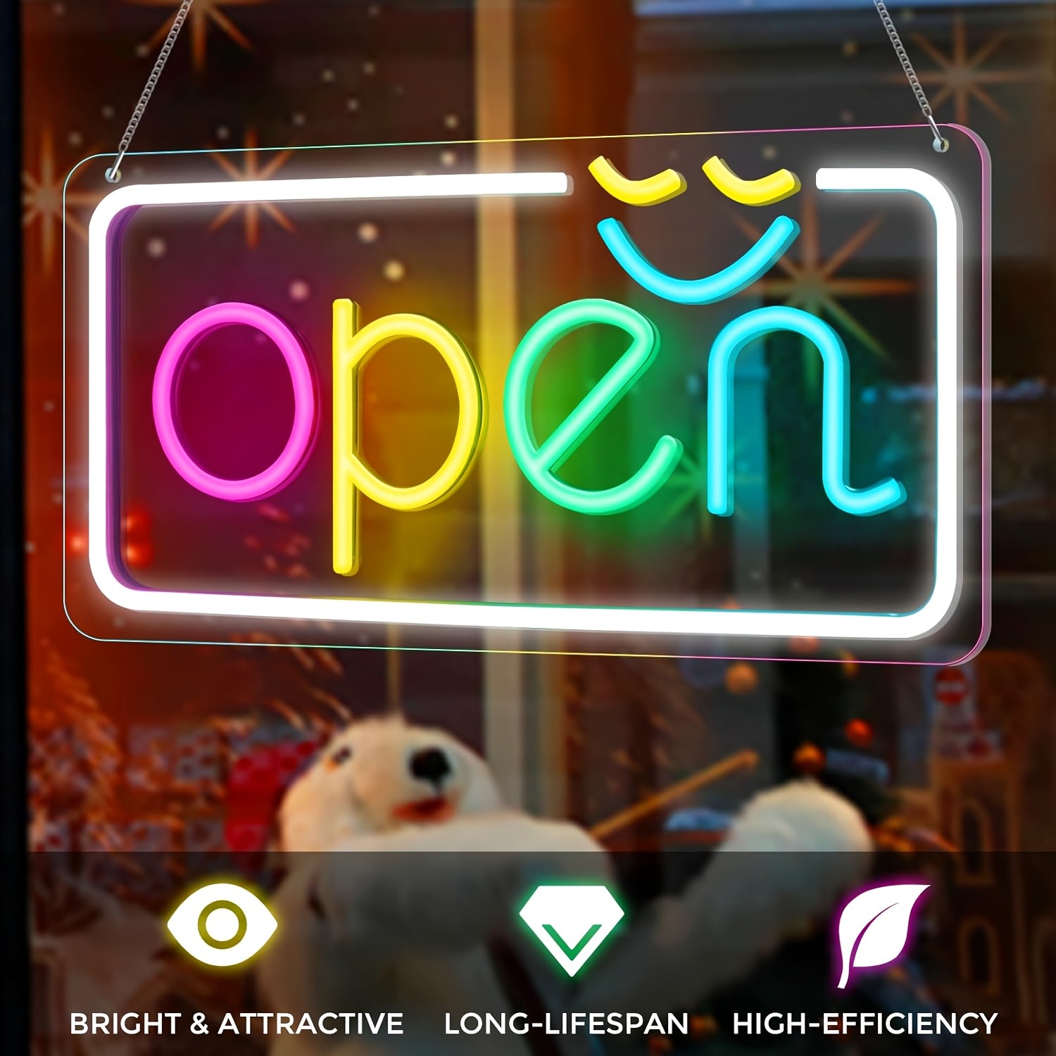 1pc led neon sinal aberto bril - Smart Home Poster avaliação e preço